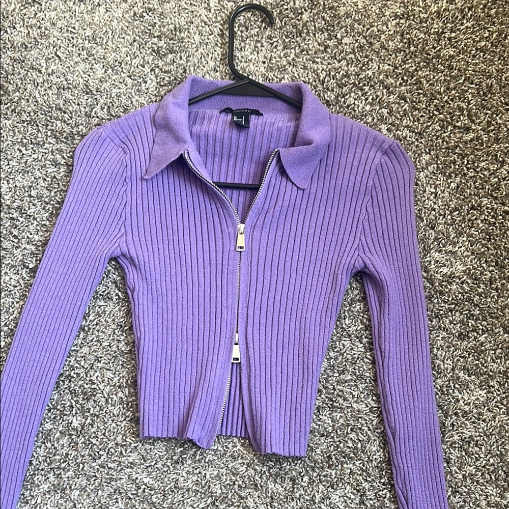 Forever 21 Purple Ribbed Crop Top